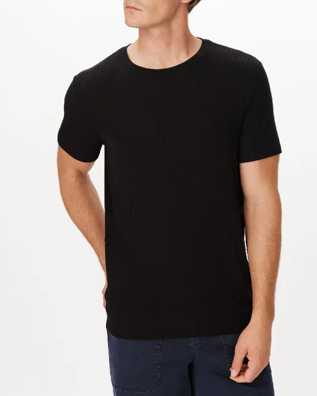 Men's Moisture - Wicking Performance Fabric Casual Shirts for Outdoor ActivitiesModal Rib Oversized Short Sleeve Crew Neck Tee - Black