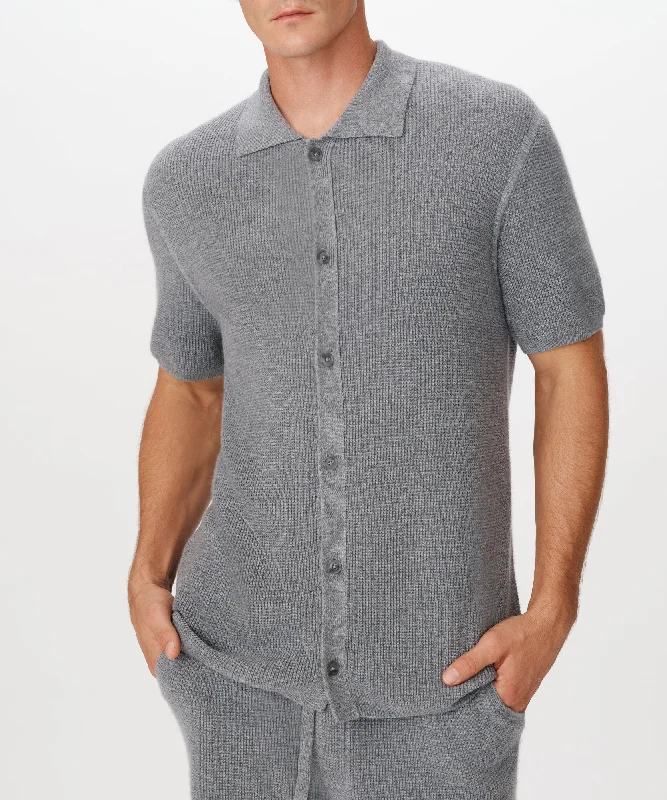 Men's Retro - Style Hawaiian Print Casual Shirts in Bold Patterns for a Tropical VacationMerino Cotton Cashmere Blend Waffle Shirt - Heather Grey