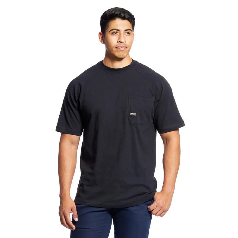 Men's Distressed Denim Casual Shirts with Frayed Edges for a Trendy and Rugged LookAriat Men's Rebar CottonStrong T-Shirt_Black