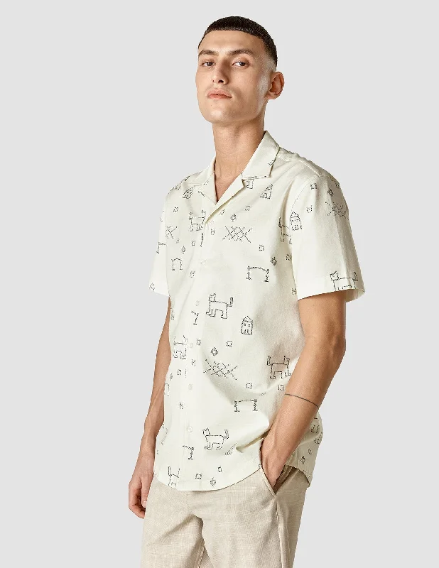 Plus Size Men's Striped Chambray Casual Shirts with a Spread Collar for a Preppy AppearanceBowling Short Sleeve Shirt Mojave