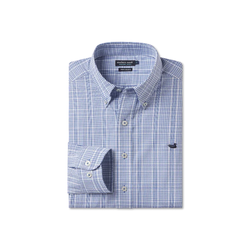 Men's Distressed Denim Casual Shirts with Frayed Edges for a Trendy and Rugged LookShenandoah Performance Check Dress Shirt