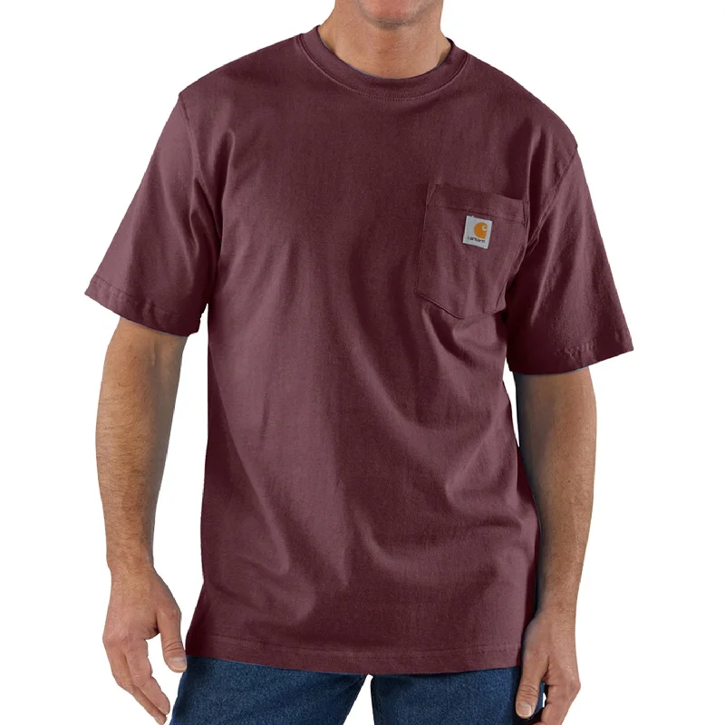 Men's Long - Line Oversized Casual Shirts in Dark Gray for a Relaxed and Modern LookCarhartt Men's Short Sleeve Pocket T-Shirt_Port