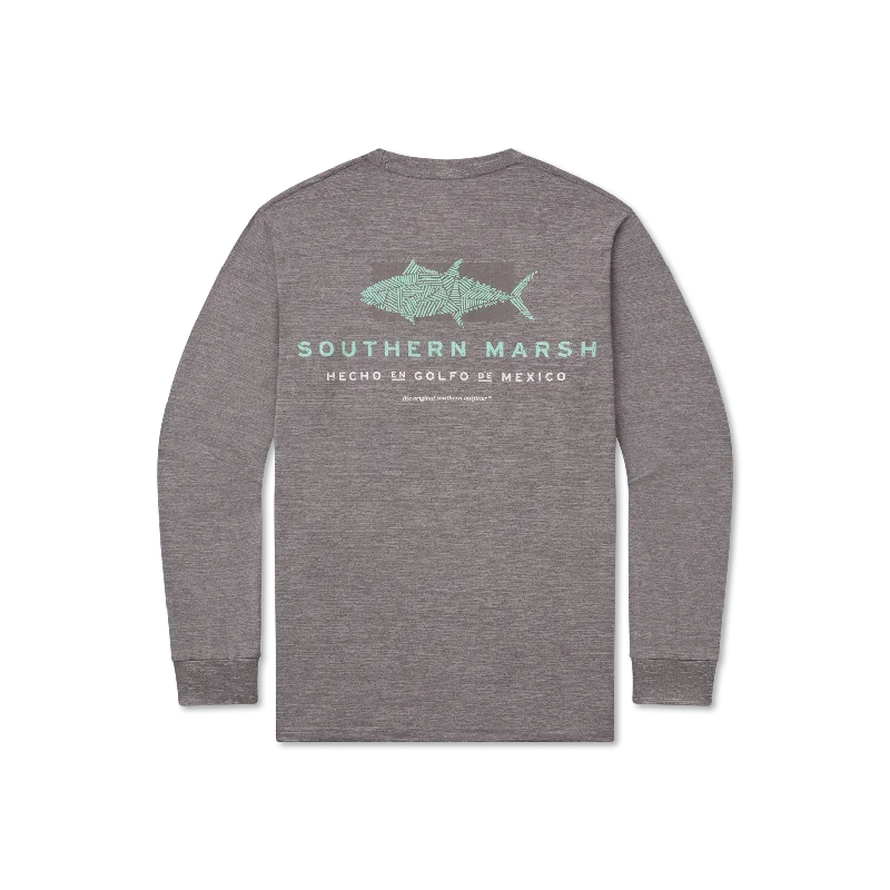 Men's Organic Cotton Casual Shirts with a Soft Handfeel for Everyday ComfortFieldTec™ Heathered Tee - Made in the Gulf - Tuna - Long Sleeve