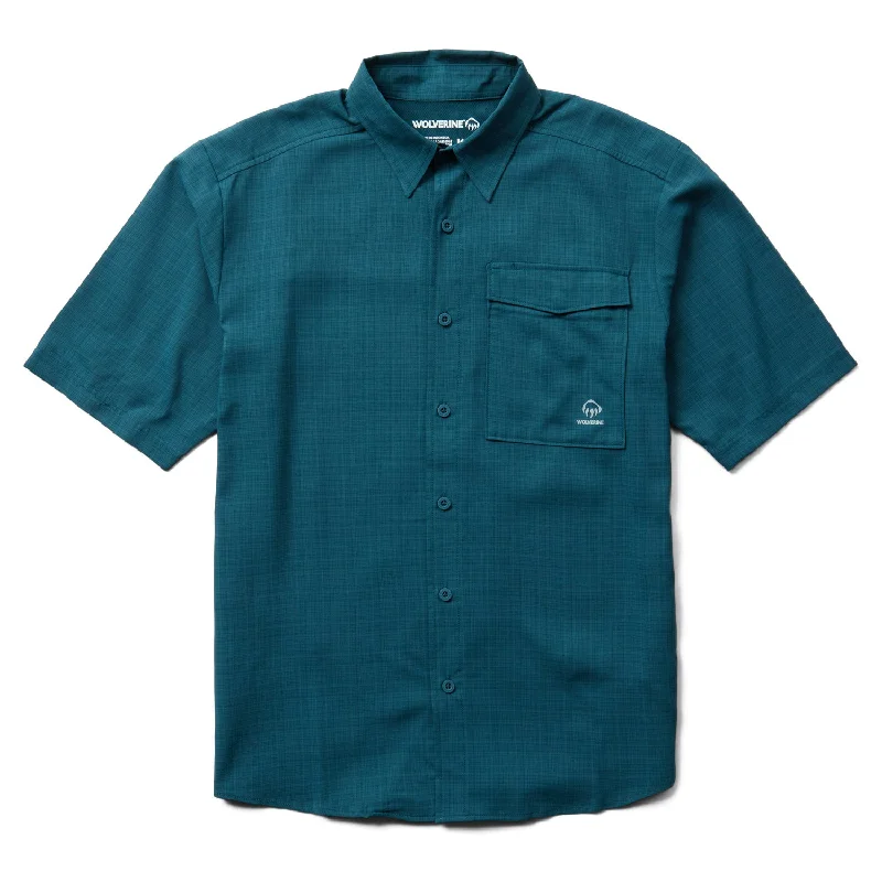 Men's Two - Tone Contrast Panel Casual Shirts in White and Navy for a Stylish and Eye - Catching DesignWolverine Men's Driver Lightweight Button-Down Short Sleeve Work Shirt
