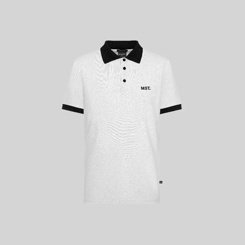 Men's slim fit short sleeve polo shirts with contrast collarsBAGRAT WHITE POLO