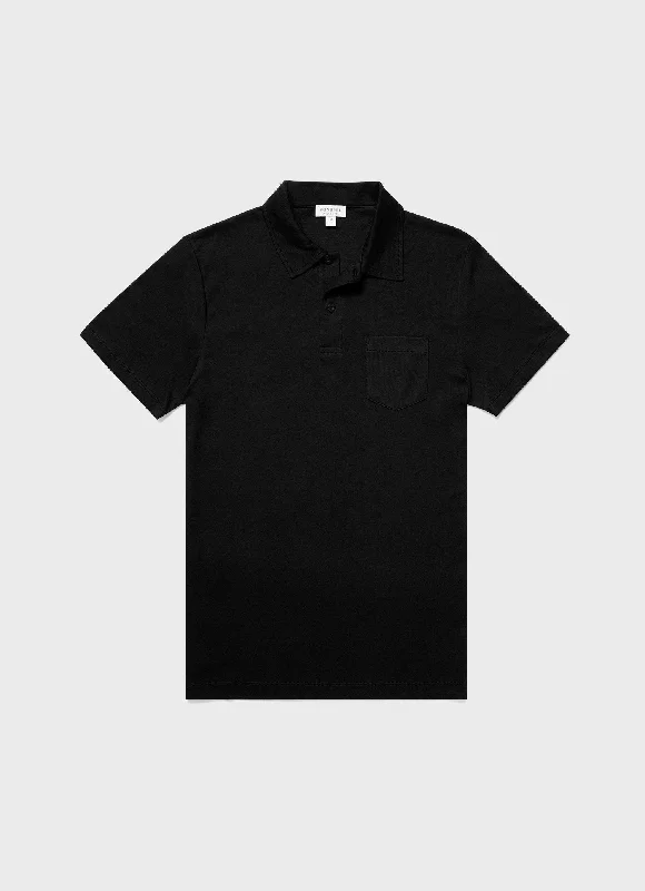 Men's UV - protected polo shirts for outdoor gardeningMen's Sea Island Cotton Riviera Polo Shirt in Black