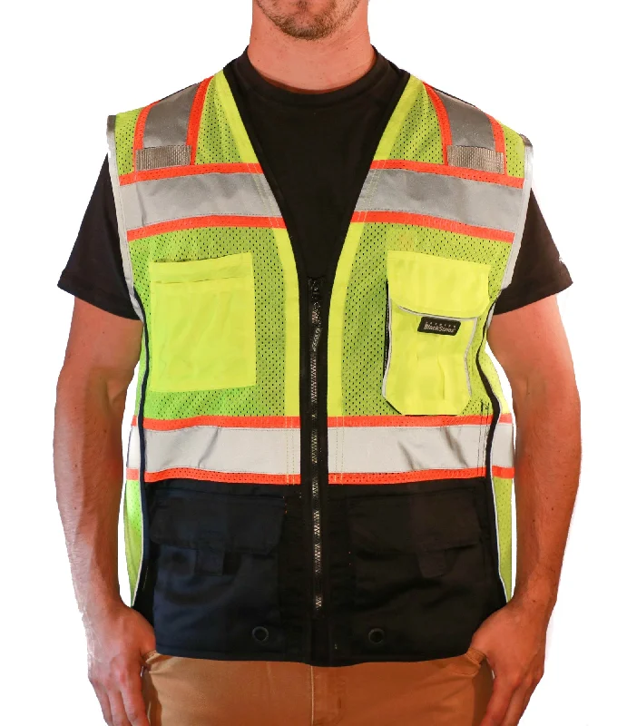 Men's Retro - Style Hawaiian Print Casual Shirts in Bold Patterns for a Tropical VacationML Kishigo Men's Premium Black Series Black Bottom Vest