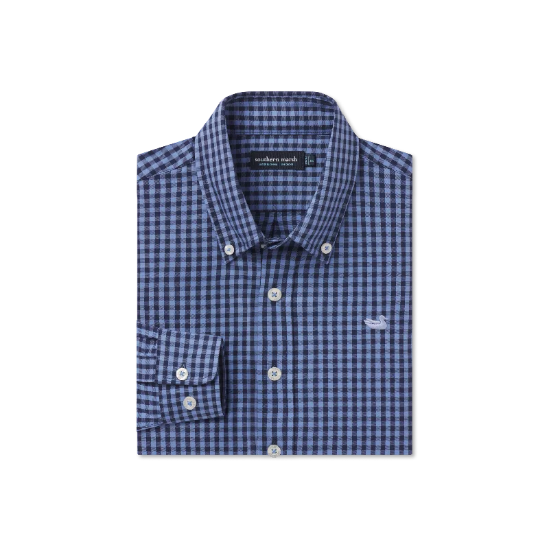 Men's Stretch - Fabric Casual Shirts in Navy Blue for a Comfortable and Flexible FitYouth Memphis Gingham Dress Shirt