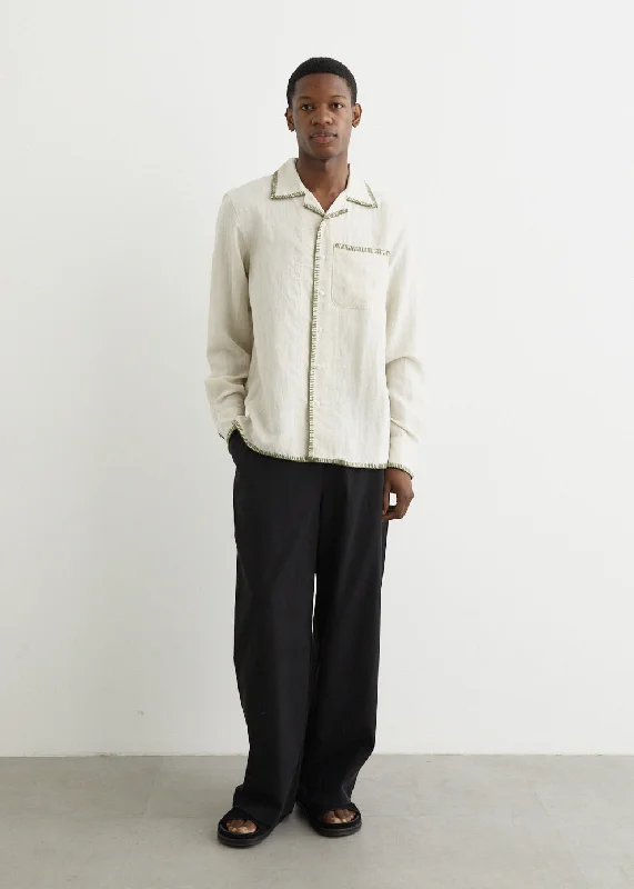 Men's ribbed cuffs and hem polo shirts for a textured lookSolitude Long Sleeve Camp Collar Shirt