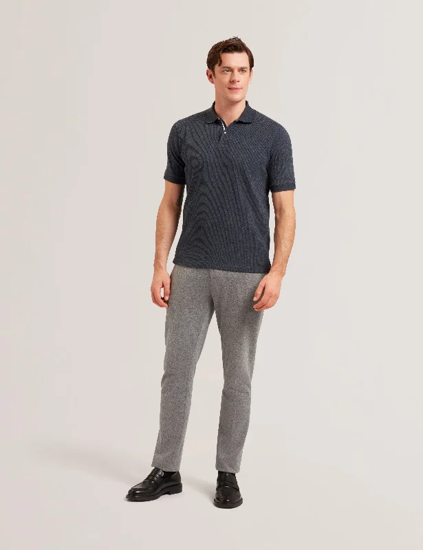 Men's jacquard woven polo shirts with intricate designsRedman Short Sleeve Regular Textured Polo Navy