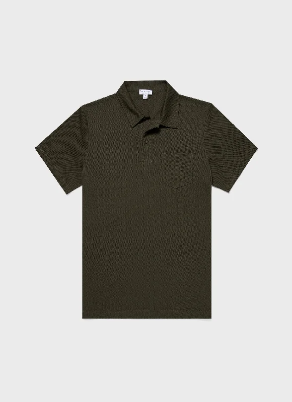 Men's breathable cotton blend polo shirts for summer outingsMen's Riviera Polo Shirt in Pine Green