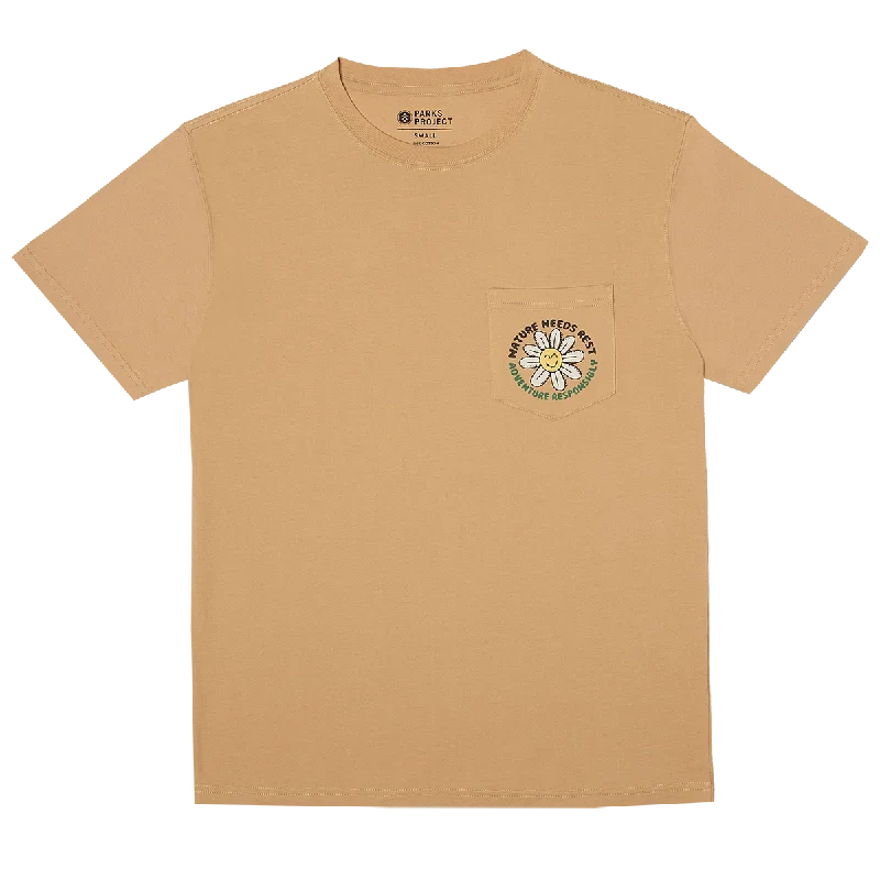 Men's Short - Sleeve Linen Casual Shirts in Light Khaki for a Breathable Summer OptionMen's Nature Needs Rest Pocket Tee