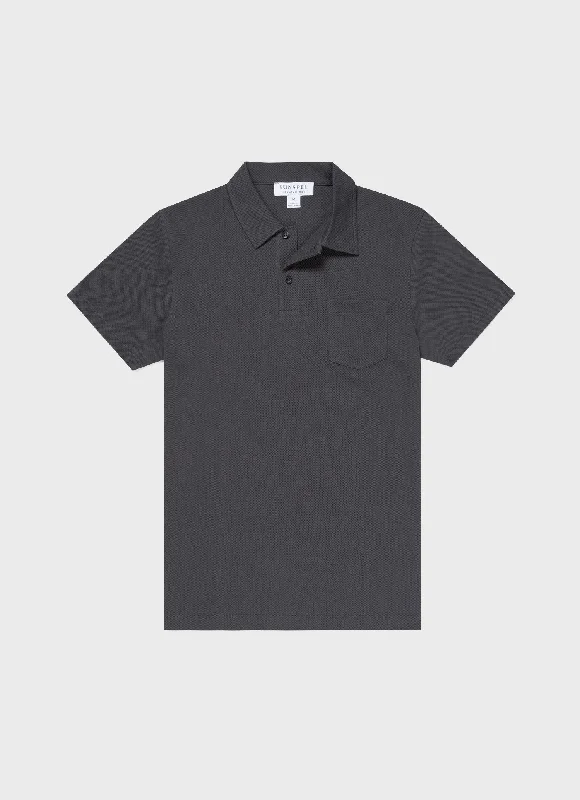 Men's luxury cashmere blend polo shirts in solid colorsMen's Riviera Polo Shirt in Charcoal