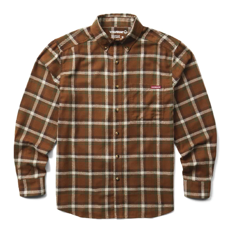 Plus Size Men's Plaid Flannel Casual Shirts in Earth Tones for a Cozy Fall OutfitWolverine Men's Hastings Button-Down Pocket Flannel Work Shirt