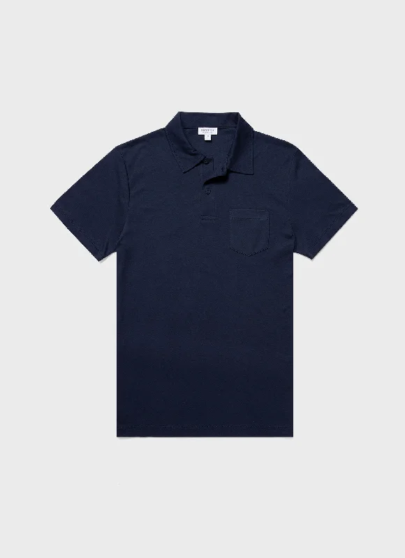 Men's UV - protected polo shirts for outdoor gardeningMen's Sea Island Cotton Riviera Polo Shirt in Navy