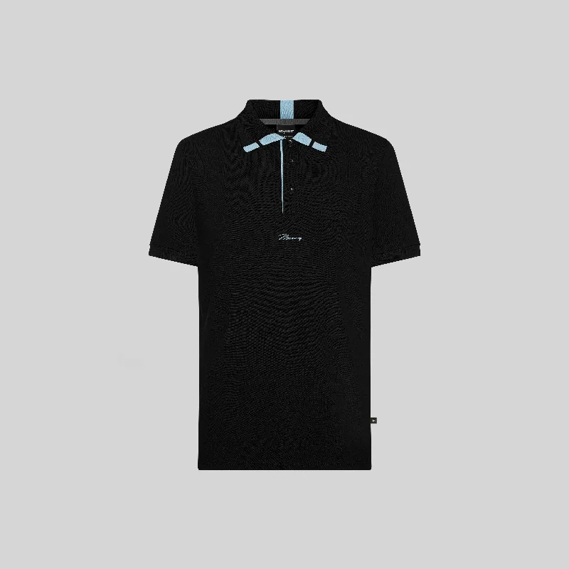 Men's plus size golf polo shirts in moisture wicking fabricMEGES BLACK POLO