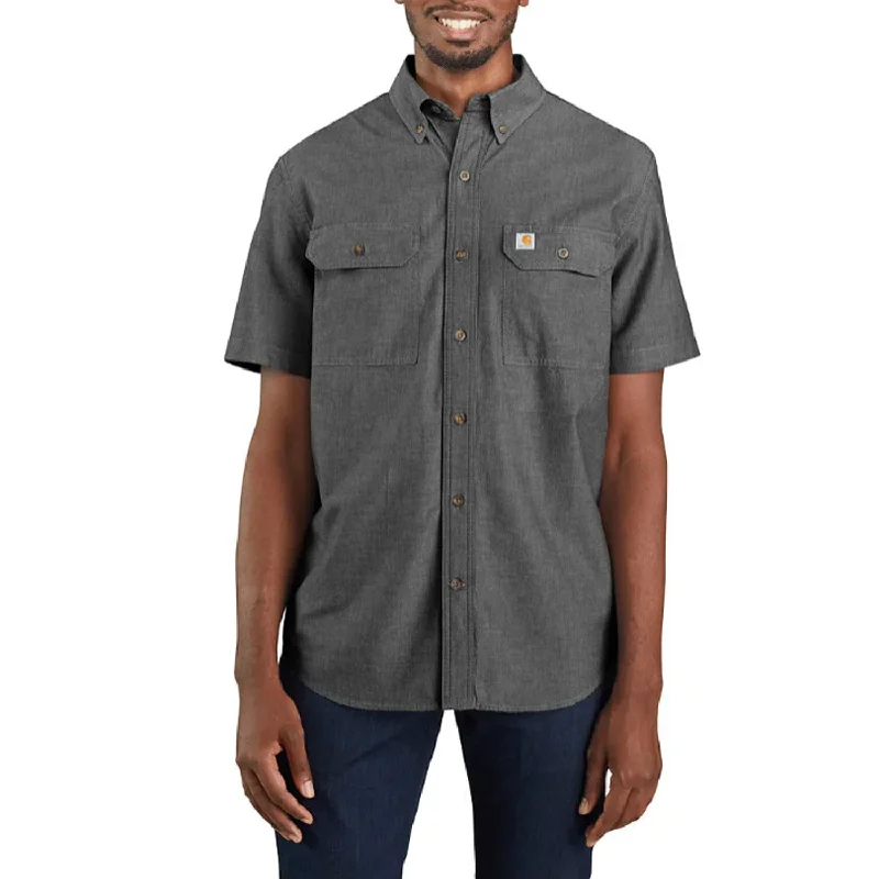 Men's Linen Blend Casual Shirts with Roll - Up Sleeves for a Summer Beach LookCarhartt Men's Loose Fit Midweight Chambray Short Sleeve Shirt