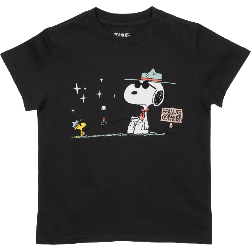 Men's Two - Tone Contrast Panel Casual Shirts in White and Navy for a Stylish and Eye - Catching DesignYouth Peanuts Happy Campers Tee