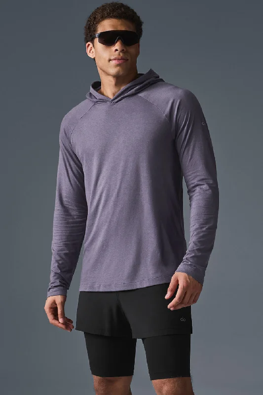 Men's Moisture - Wicking Performance Fabric Casual Shirts for Outdoor ActivitiesCore Hooded Runner - Italian Plum