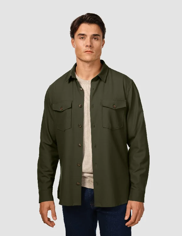 Men's Retro - Style Hawaiian Print Casual Shirts in Bold Patterns for a Tropical VacationEssential Overshirt Clover Green