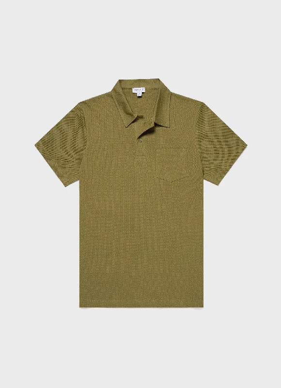 Men's two - tone stripe polo shirts with a preppy styleMen's Riviera Polo Shirt in Matcha Green