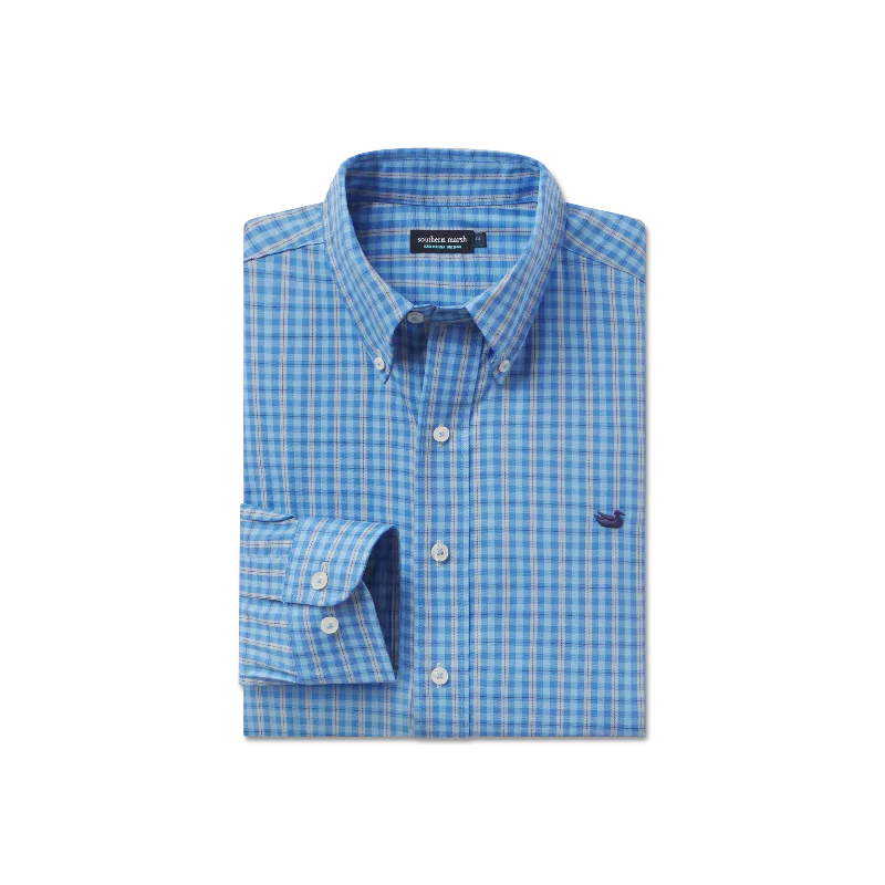 Men's Two - Tone Contrast Panel Casual Shirts in White and Navy for a Stylish and Eye - Catching DesignCollier Gingham Dress Shirt