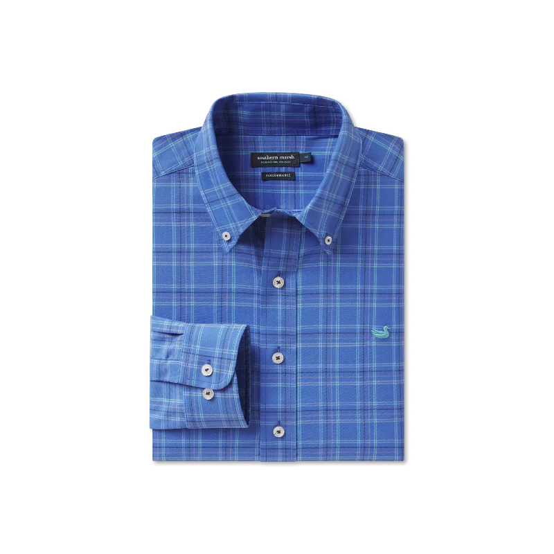 Men's Stretch - Fabric Casual Shirts in Navy Blue for a Comfortable and Flexible FitChatham Lines Performance Dress Shirt