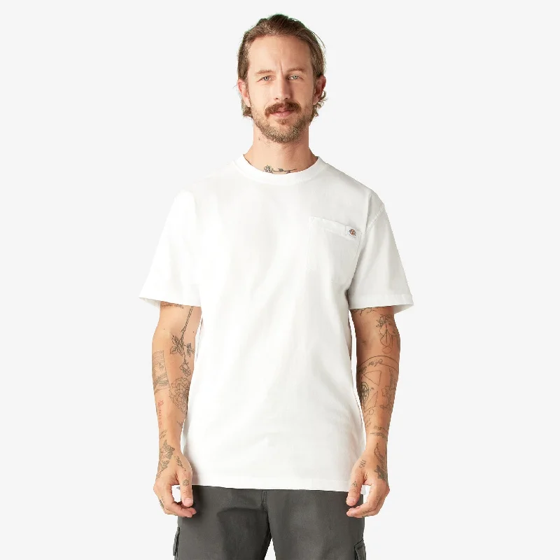 Men's Wrinkle - Resistant Polyester Blend Casual Shirts for Easy Travel and MaintenanceDickies Men's Heavyweight Short Sleeve Pocket T-Shirt_White