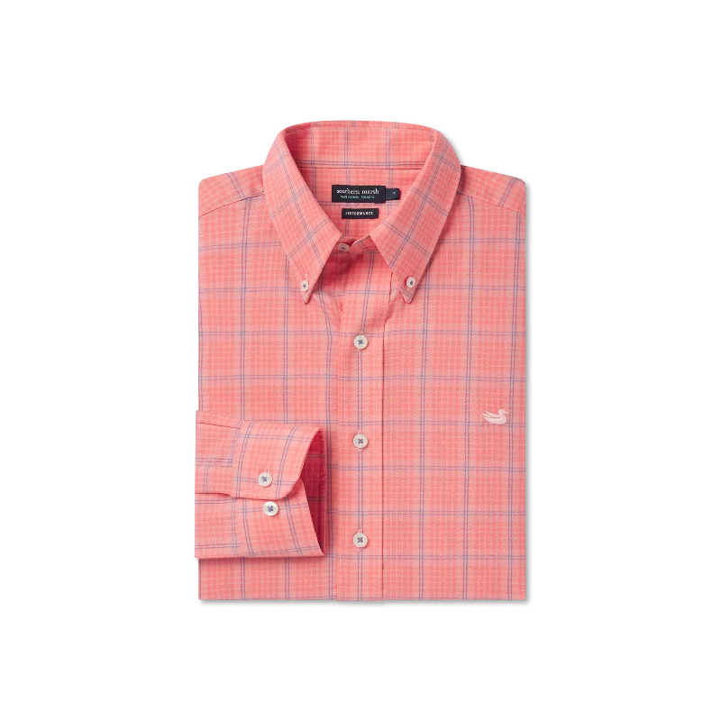 Men's Linen Blend Casual Shirts with Roll - Up Sleeves for a Summer Beach LookCalabash Performance Dress Shirt