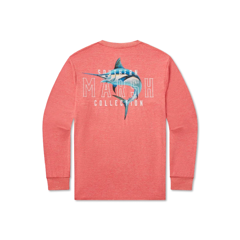 Men's Stretch - Fabric Casual Shirts in Navy Blue for a Comfortable and Flexible FitFieldTec™ Heathered Tee - Swordfish - Long Sleeve