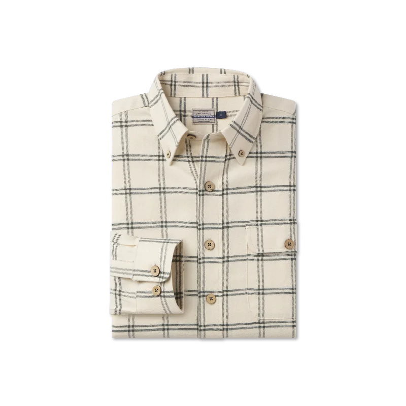 Men's Linen Blend Casual Shirts with Roll - Up Sleeves for a Summer Beach LookCedar Park Windowpane Flannel