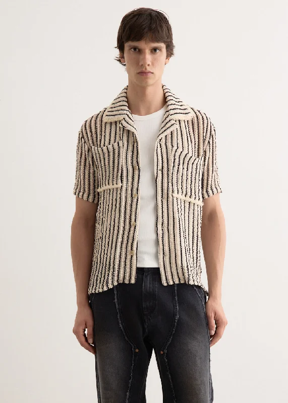 Men's reversible polo shirts with two different looksSheer Stripe Knit Shirt