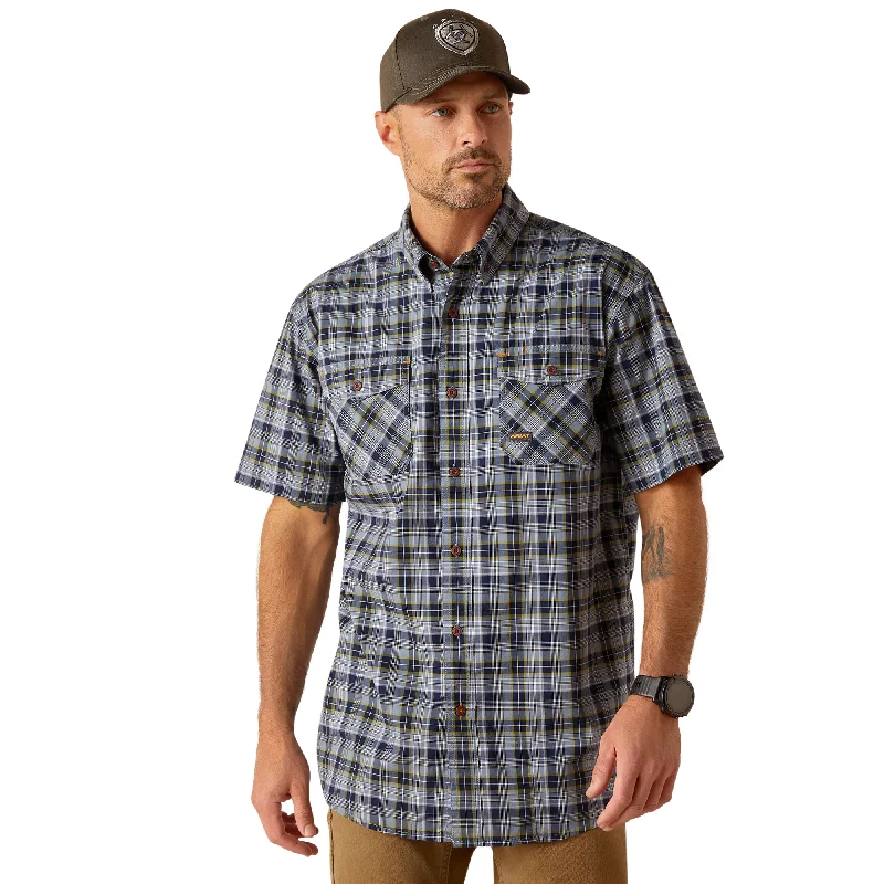Plus Size Men's Plaid Flannel Casual Shirts in Earth Tones for a Cozy Fall OutfitAriat Men's Rebar Made Tough DuraStretch Short Sleeve Work Shirt