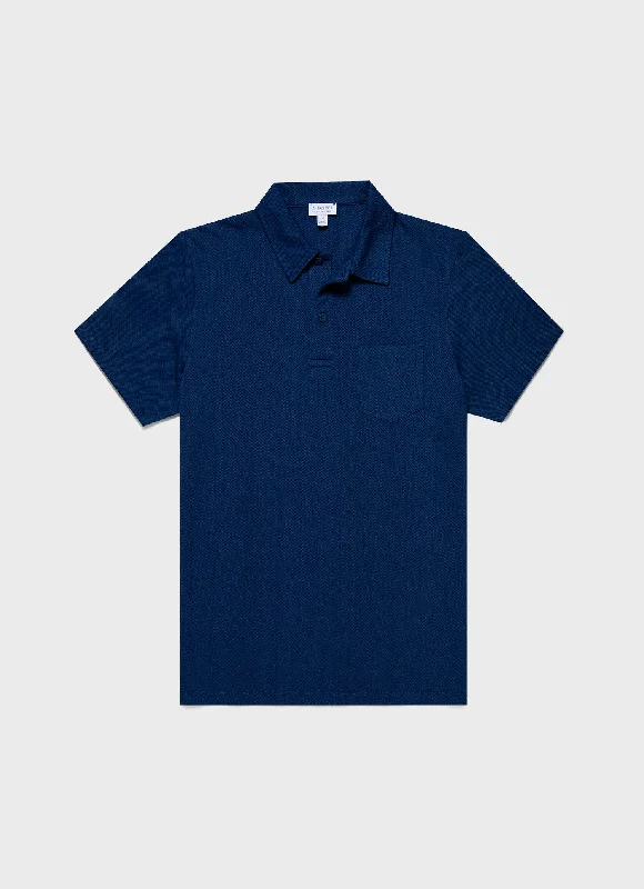 Men's luxury cashmere blend polo shirts in solid colorsMen's Riviera Polo Shirt in Real Indigo