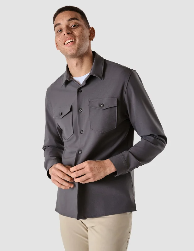 Plus Size Men's Plaid Flannel Casual Shirts in Earth Tones for a Cozy Fall OutfitOvershirt Grey