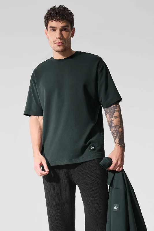 Men's Embroidered Detail Casual Shirts in Beige for a Touch of EleganceDouble Take Short Sleeve - Charcoal Green