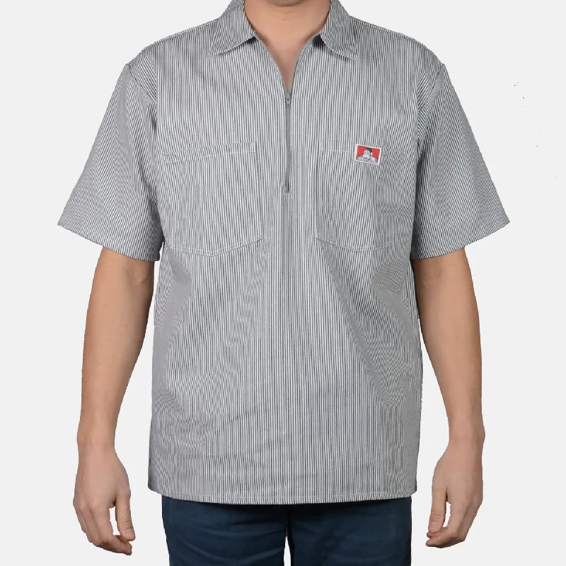 Men's Distressed Denim Casual Shirts with Frayed Edges for a Trendy and Rugged LookBen Davis Men's Short Sleeve Work Shirt