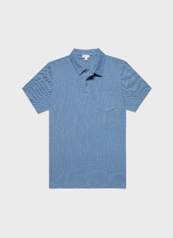 Men's high - collar polo shirts with a modern twistMen's Riviera Polo Shirt in Como Blue