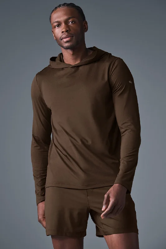 Men's Two - Tone Contrast Panel Casual Shirts in White and Navy for a Stylish and Eye - Catching DesignConquer Reform Long Sleeve With Hood - Espresso