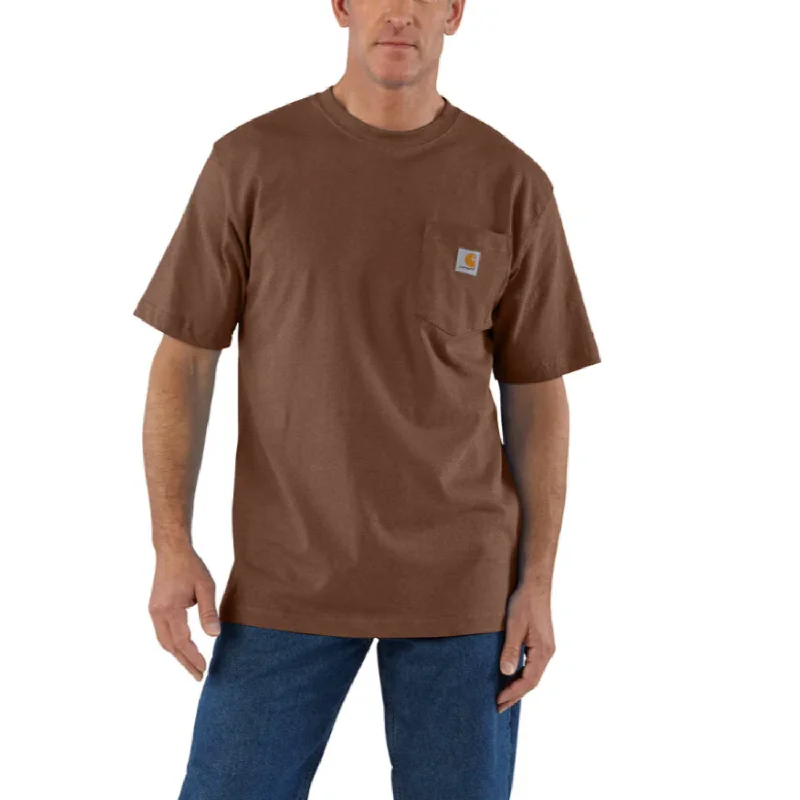 Plus Size Men's Plaid Flannel Casual Shirts in Earth Tones for a Cozy Fall OutfitCarhartt Men's Short Sleeve Pocket T-Shirt_Mocha Heather