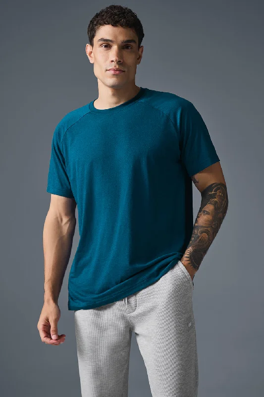 Men's Button - Down Oxford Casual Shirts in Crisp White for a Classic and Versatile StyleTriumph Raglan Tee - Eclipse Blue
