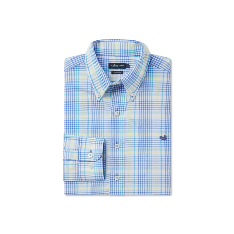 Men's Embroidered Detail Casual Shirts in Beige for a Touch of EleganceYouth Shores Windowpane Performance Dress Shirt