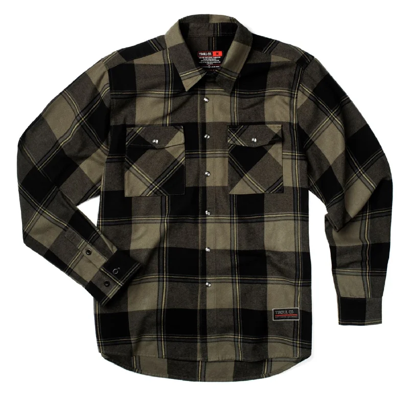 Men's Shearling - Lined Collar Casual Shirts in Brown for a Rustic and Warm AppealTroll Co. Men's Gridlock Button-Down Long Sleeve Flannel Shirt