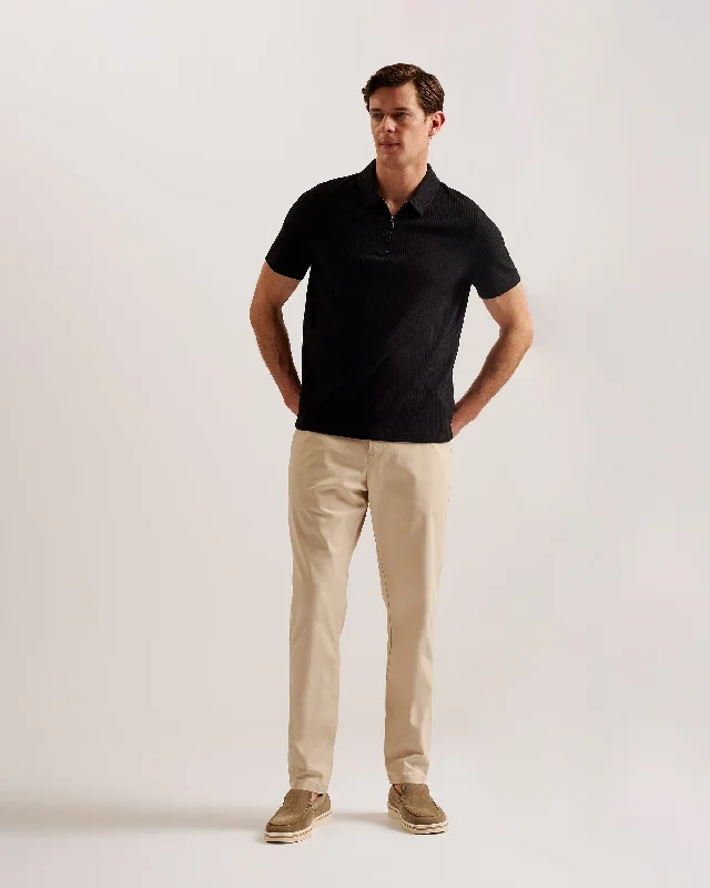 Men's formal - style silk blend polo shirts for special occasionsZarkes Short Sleeve Regular Zip Polo Black