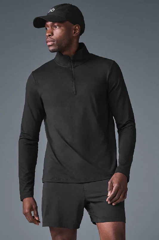 Men's Sustainable Recycled Material Casual Shirts for Eco - Conscious ConsumersConquer 1/4 Zip Reform Long Sleeve - Black