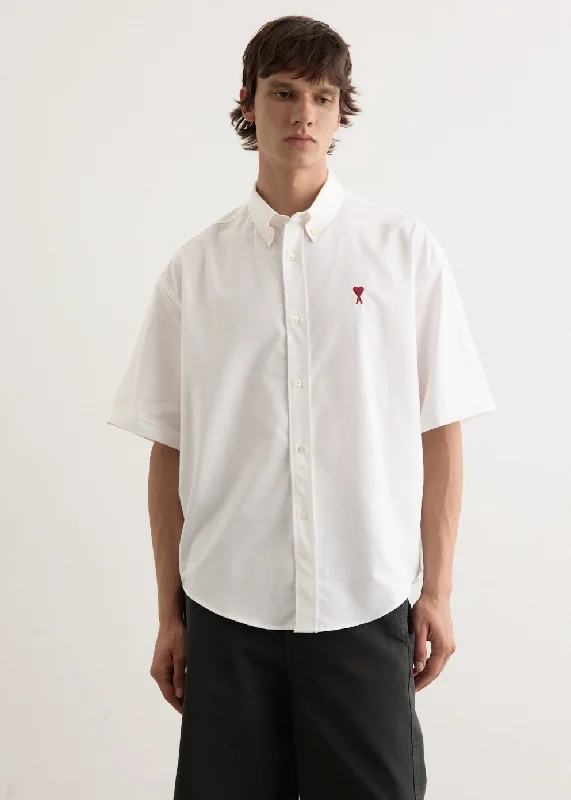 Men's button - down spread collar polo shirts for business casualBoxy Fit Short Sleeve Shirt