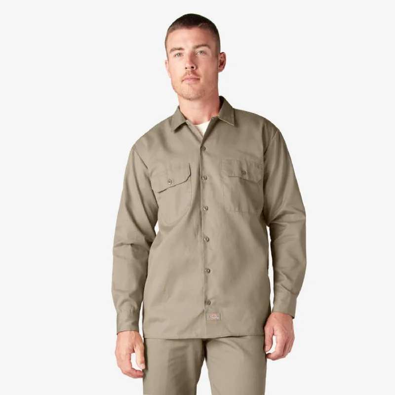 Men's Sustainable Recycled Material Casual Shirts for Eco - Conscious ConsumersDickies Men's Button-Down Chest Pocket Long Sleeve Work Shirt
