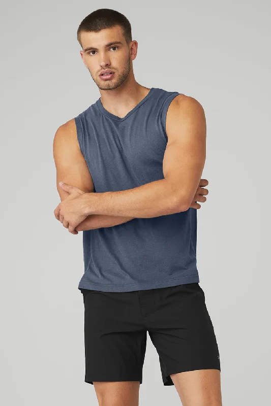 Men's Embroidered Detail Casual Shirts in Beige for a Touch of EleganceThe Triumph Muscle Tank - Bluestone