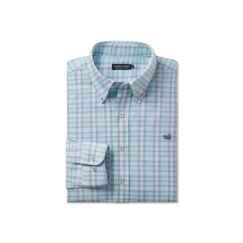 Men's Wrinkle - Resistant Polyester Blend Casual Shirts for Easy Travel and MaintenanceWinston Windowpane Dress Shirt