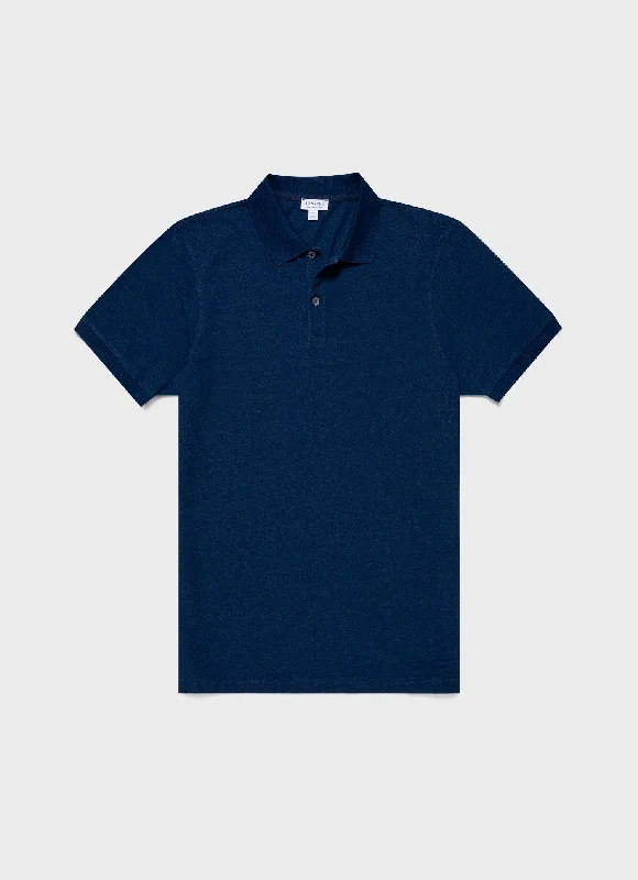 Men's high - collar polo shirts with a modern twistMen's Piqué Polo Shirt in Real Indigo